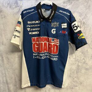 Vintage National Guard Vicci Racing Pit Shirt Mens Small Blue Short Sleeve